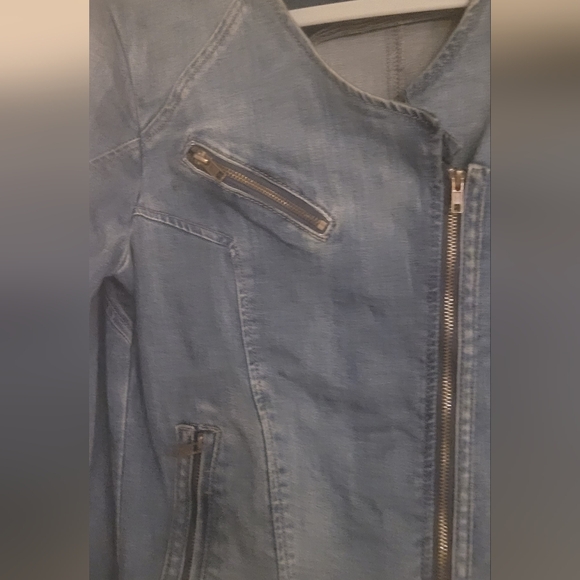 Pistola Denim Moto Jacket with Asymmetrical Zipper. Size Large - Picture 5 of 8